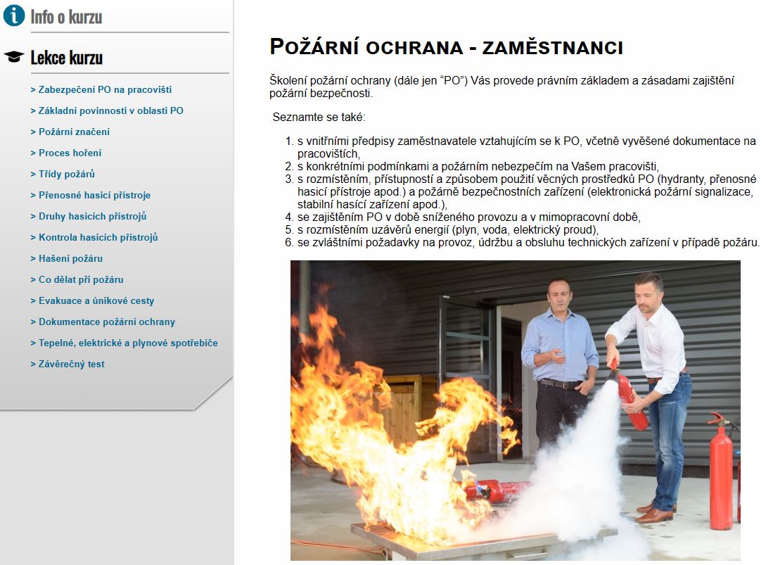 E-LEARNING POŽÁRNÍ OCHRANA PRO ZAMĚSTNANCE