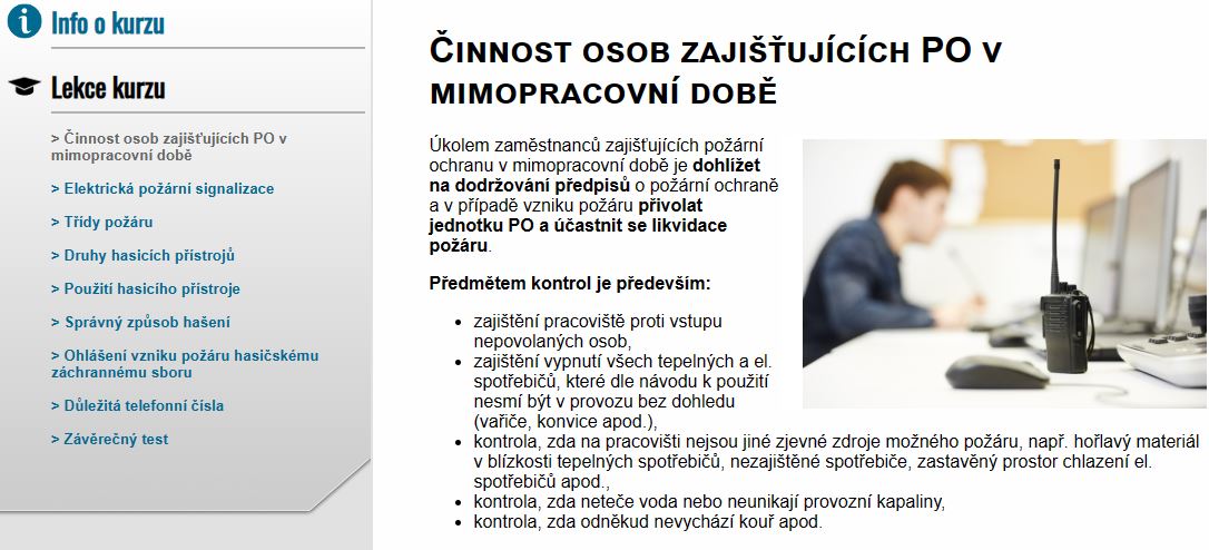 E-LEARNING ZAJIŠTĚNÍ PO V DOBĚ SNÍŽENÉHO PROVOZU A V MIMOPRACOVNÍ DOBĚ