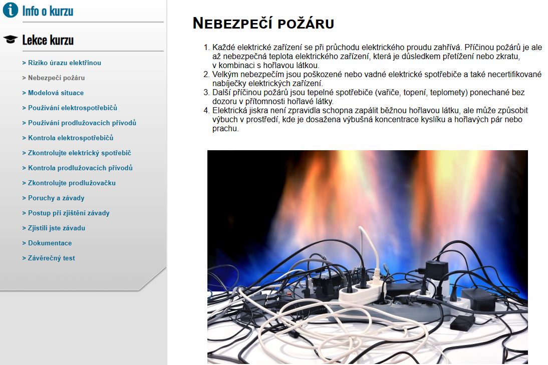 E-LEARNING OBSLUHA ELEKTRICKÝCH ZAŘÍZENÍ