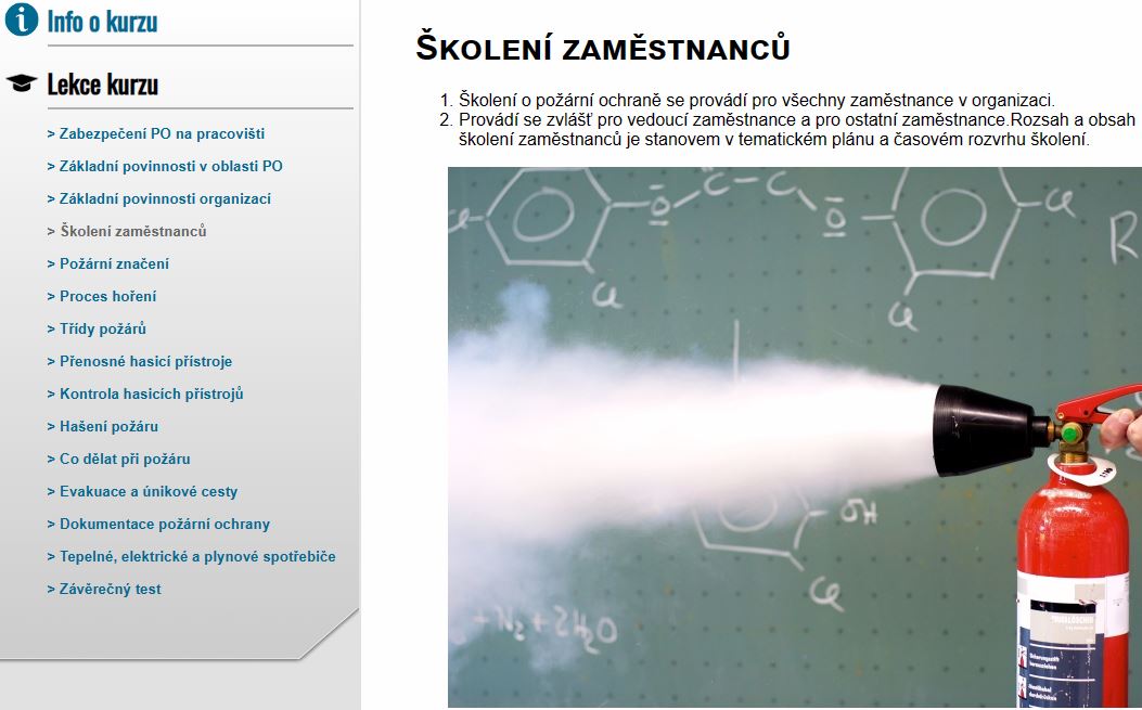 E-LEARNING POŽÁRNÍ OCHRANA PRO VEDOUCÍ ZAMĚSTNANCE