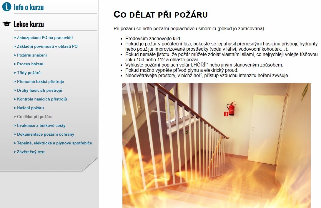 E-LEARNING POŽÁRNÍ OCHRANA PRO STÁTNÍ SPRÁVU