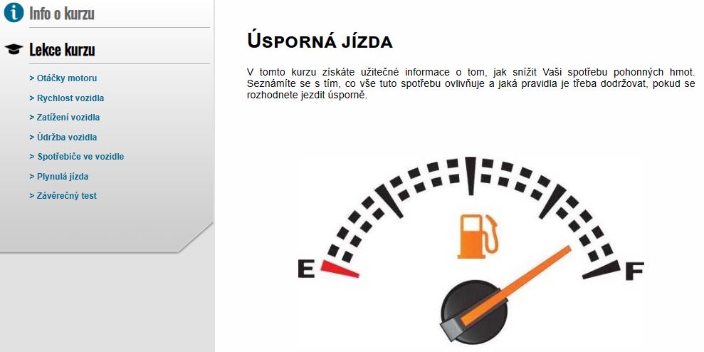 E-LEARNING BEZPEČNÁ JÍZDA 5: Úsporná jízda
