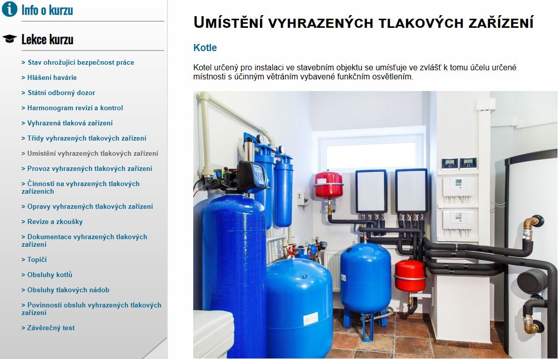 E-LEARNING Osoba odpovědná za provoz vyhrazených tlakových zařízení