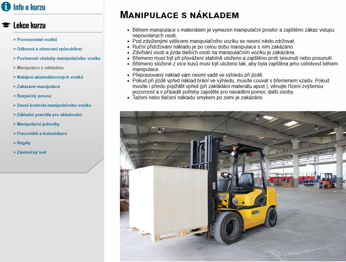 E-LEARNING ŘIDIČI ELEKTRICKÝCH MANIPULAČNÍCH VOZÍKŮ