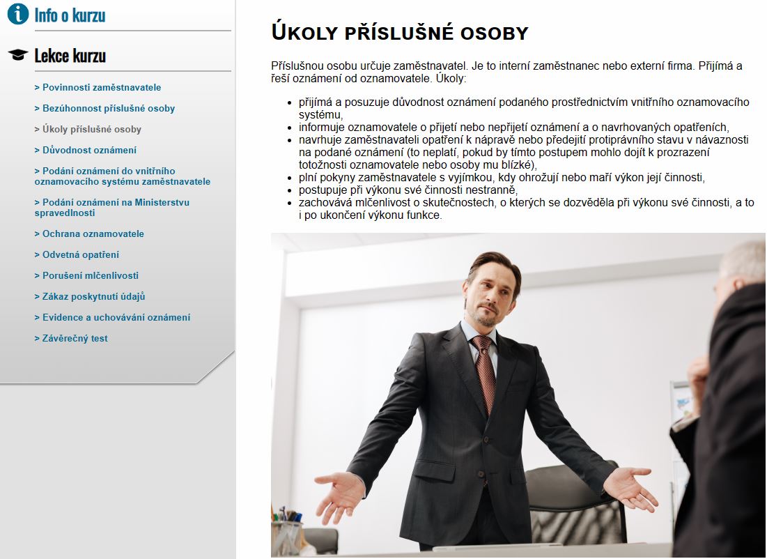 E-LEARNING whistleblowing - Příslušná osoba