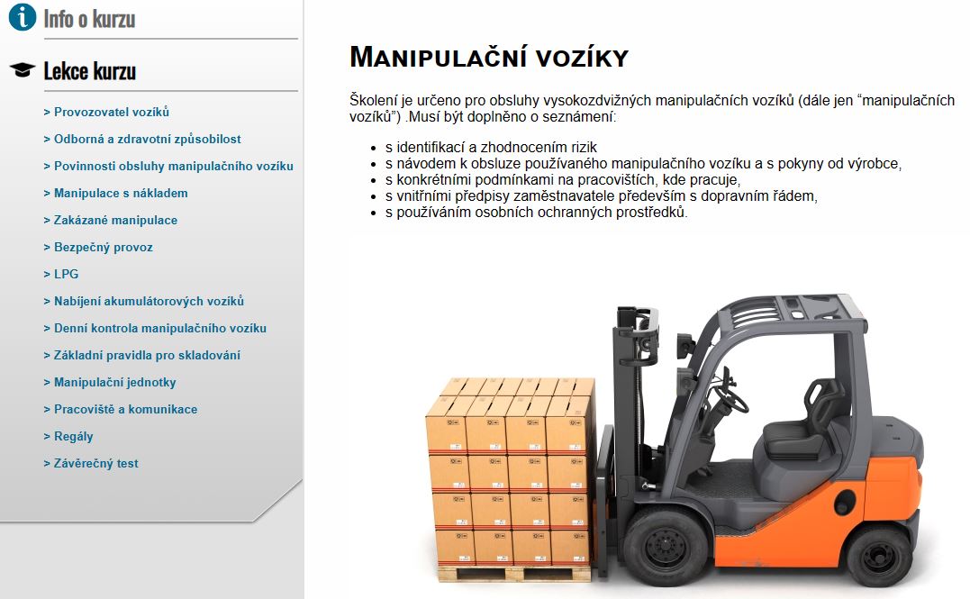E-LEARNING ŘIDIČI MANIPULAČNÍCH VOZÍKŮ