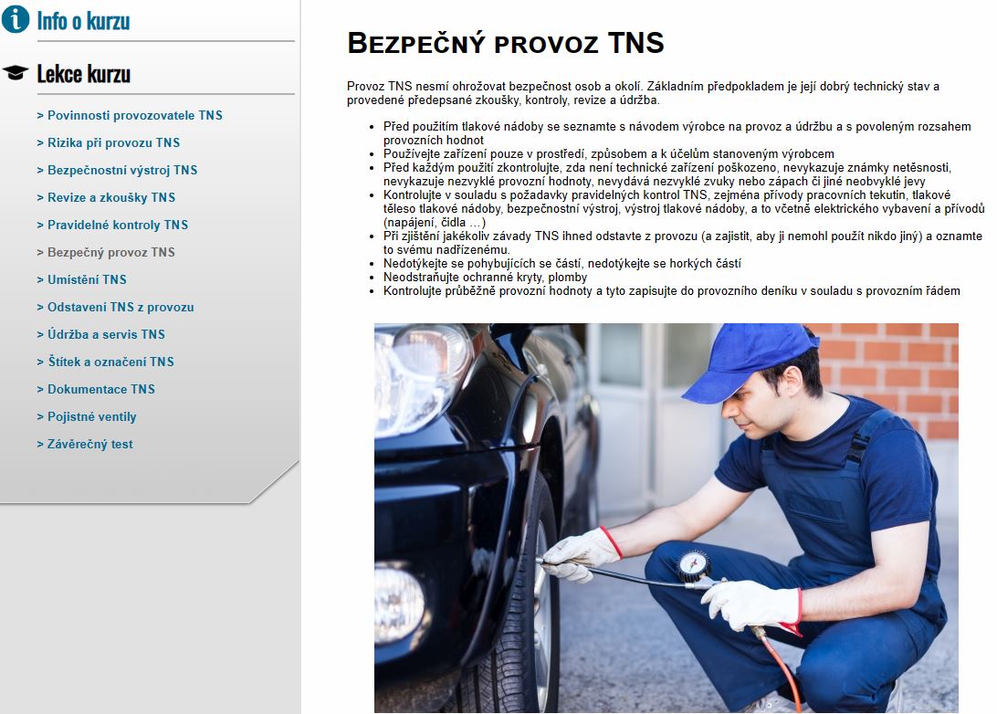 E-LEARNING OBSLUHA STABILNÍCH TLAKOVÝCH NÁDOB