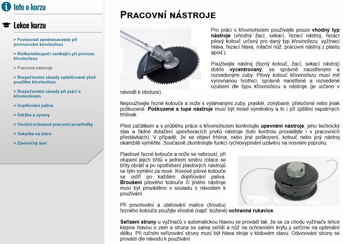 E-LEARNING OBSLUHA KŘOVINOŘEZŮ