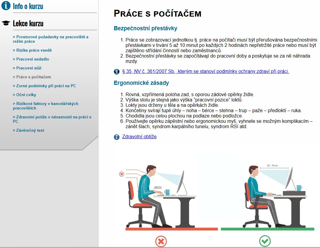 E-LEARNING ERGONOMIE PŘI PRÁCI S PC