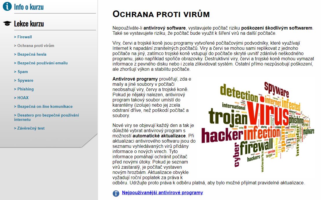 E-LEARNING BEZPEČNÁ PRÁCE NA INTERNETU