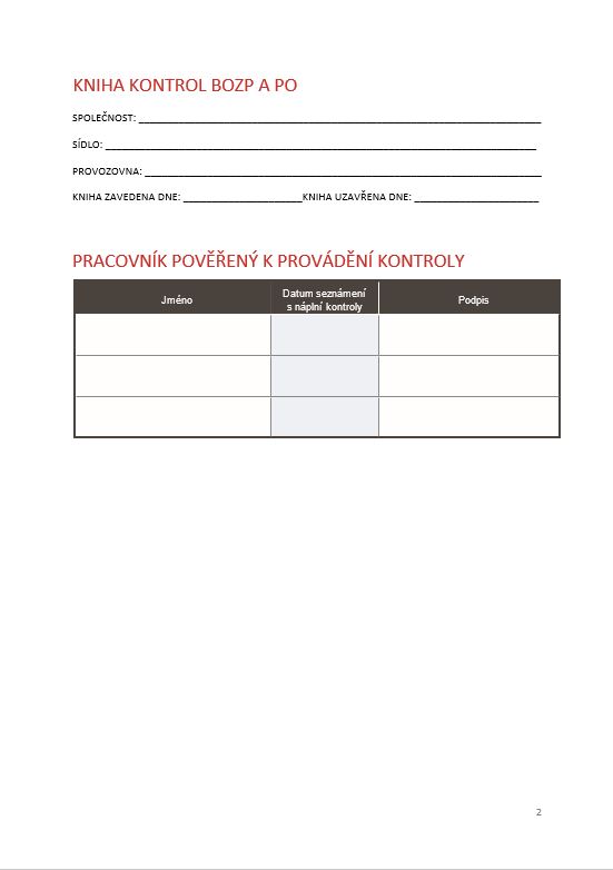 KNIHA KONTROL BOZP A PO 70 str. A4