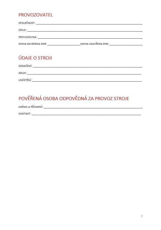 PROVOZNÍ DENÍK KOVOOBRÁBĚCÍHO STROJE 70 str. A4