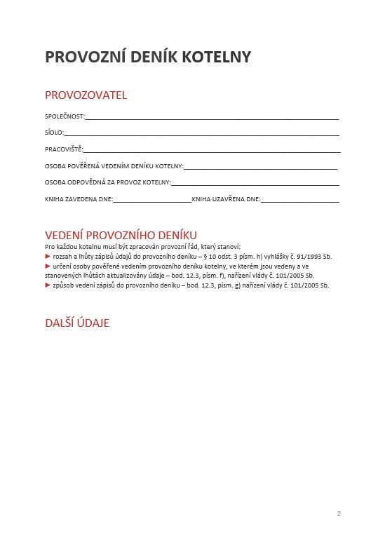 PROVOZNÍ DENÍK KOTELNY 70 str. A5