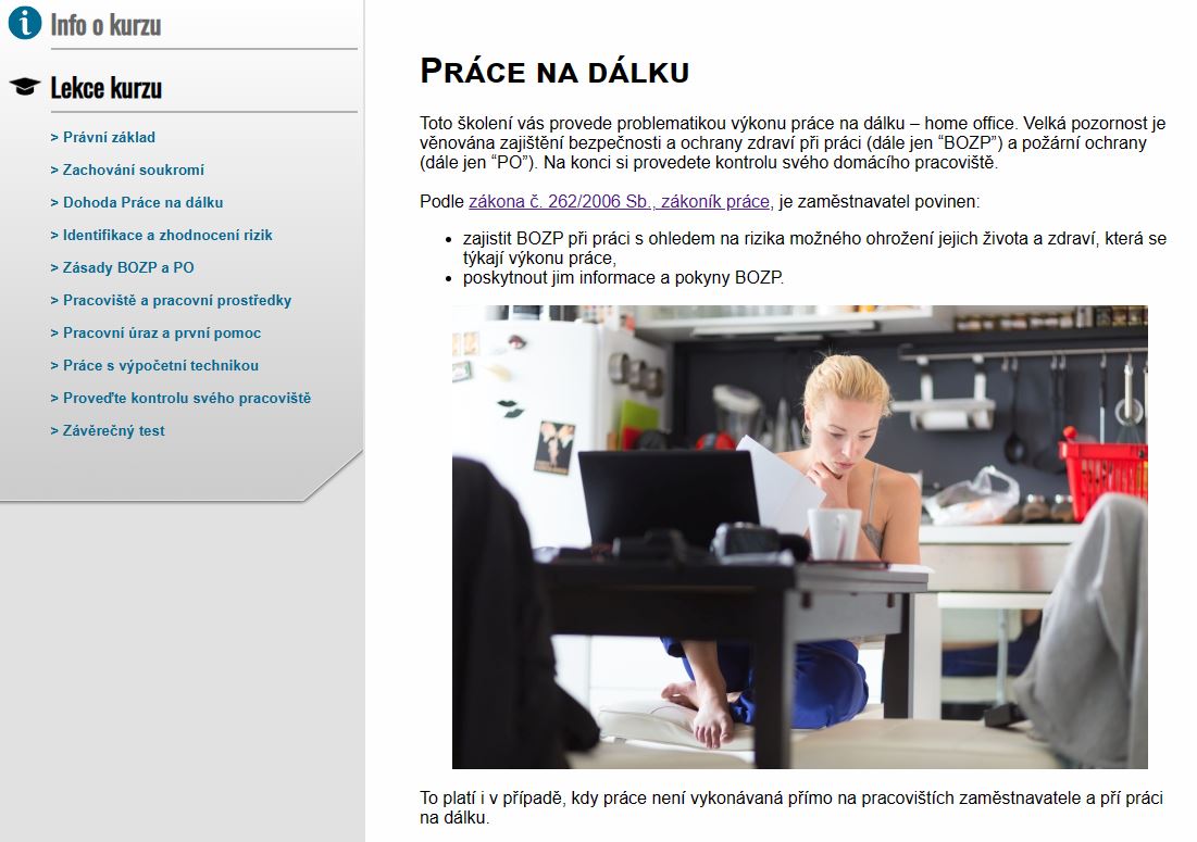 E-LEARNING HOME OFFICE - PRÁCE NA DÁLKU