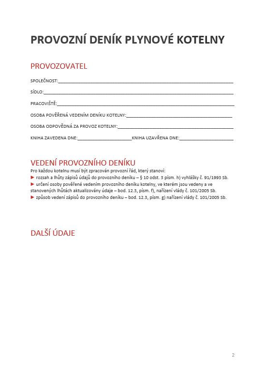 PROVOZNÍ DENÍK PLYNOVÉ KOTELNY 70 str. A5