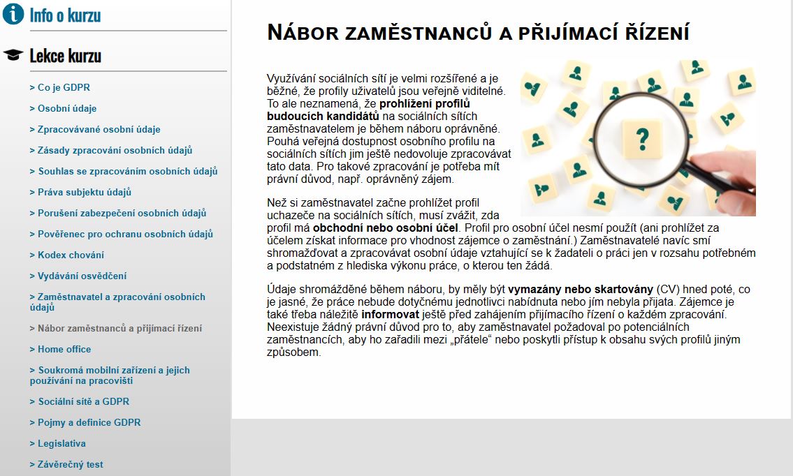 E-LEARNING GDPR PRO ZAMĚSTNANCE