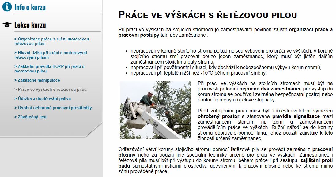 E-LEARNING RUČNÍ MOTOROVÁ ŘETĚZOVÁ PILA