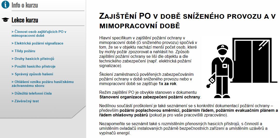 E-LEARNING ZAJIŠTĚNÍ PO V DOBĚ SNÍŽENÉHO PROVOZU A V MIMOPRACOVNÍ DOBĚ