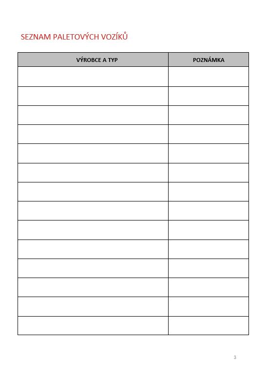PROVOZNÍ DENÍK PALETOVÉHO VOZÍKU 70 str. A5