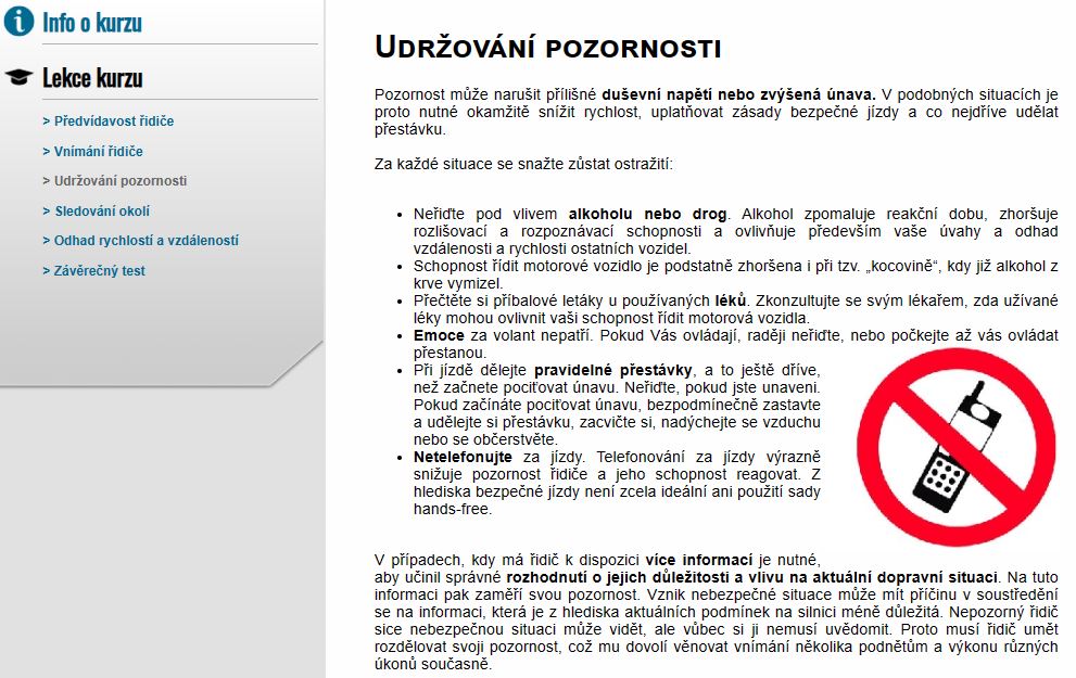 E-LEARNING BEZPEČNÁ JÍZDA 2: Předvídavý způsob jízdy