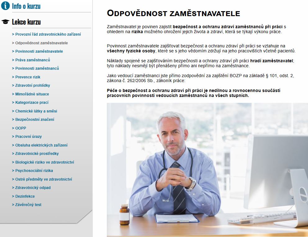 E-LEARNING Bezpečnost práce pro zdravotnictví - vedoucí zaměstnanci Ambulance
