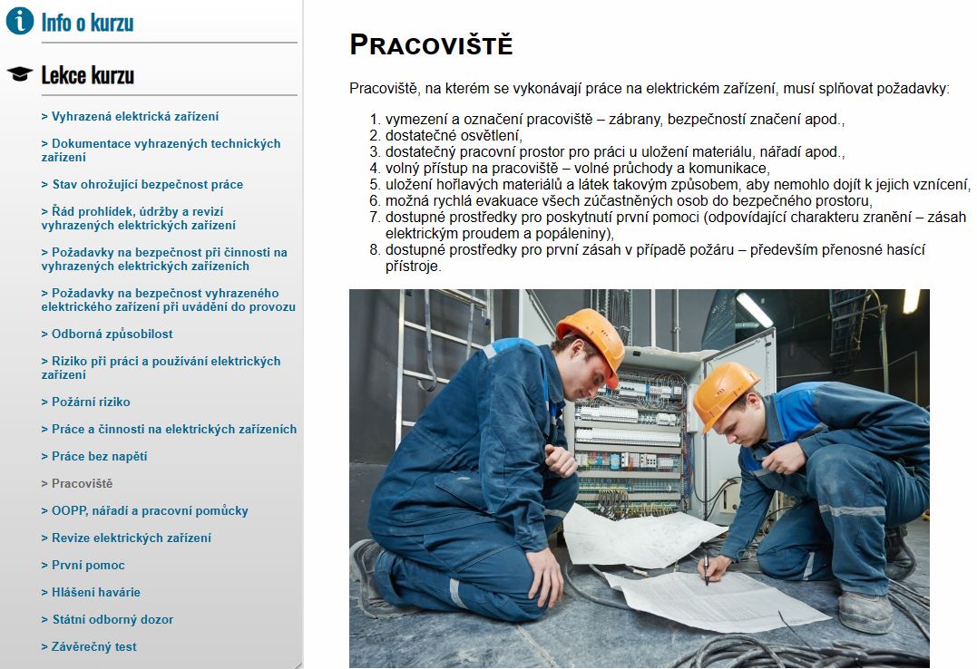 E-LEARNING Osoba odpovědná za elektrická zařízení