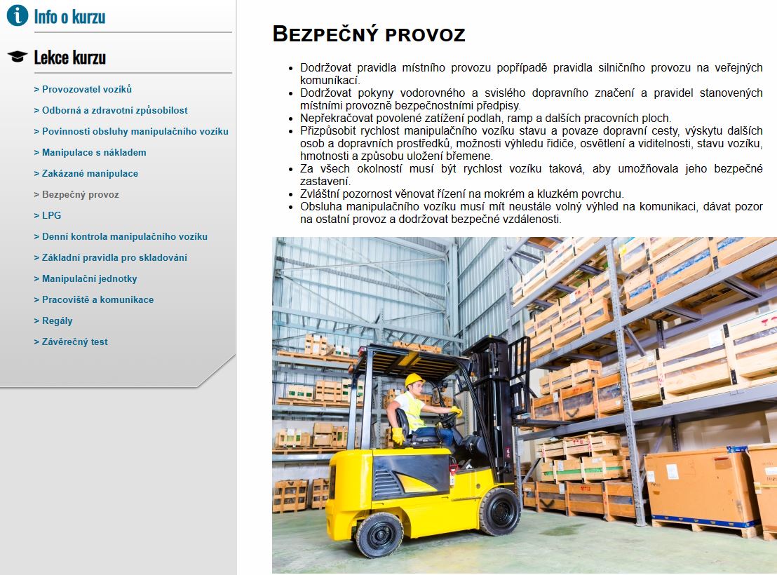 E-LEARNING ŘIDIČI MANIPULAČNÍCH VOZÍKŮ NA LPG