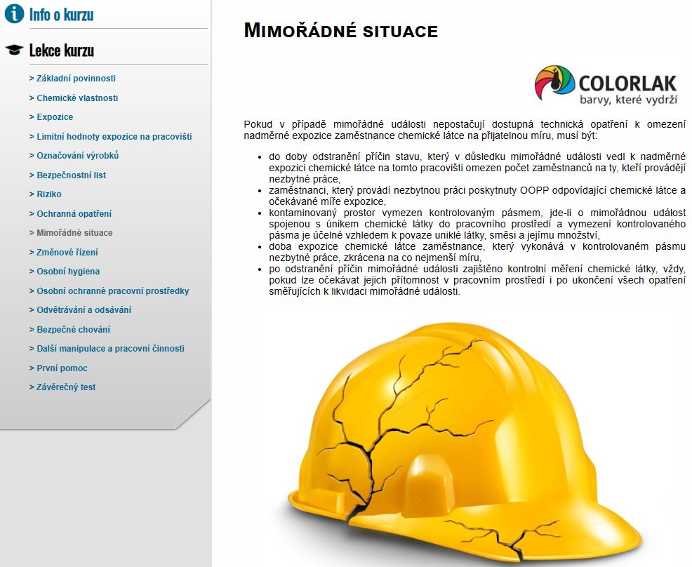 E-LEARNING PRÁCE S DIISOKYANÁTY COLORLAK