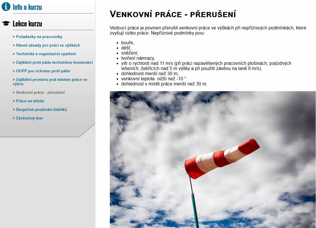 E-LEARNING PRÁCE VE VÝŠKÁCH