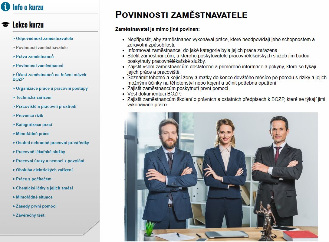 E-LEARNING BEZPEČNOST PRÁCE PRO VEDOUCÍ ZAMĚSTNANCE