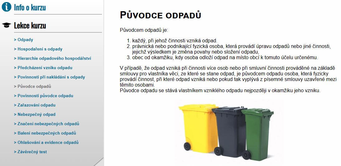 E-LEARNING ODPADOVÉ HOSPODÁŘSTVÍ