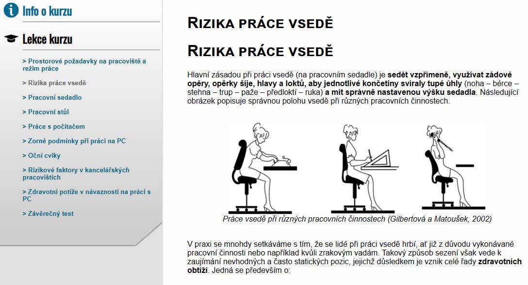 E-LEARNING ERGONOMIE PŘI PRÁCI S PC