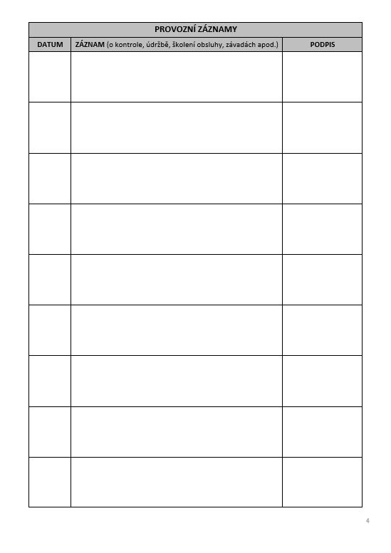 PROVOZNÍ DENÍK PLYNOVÉHO ZAŘÍZENÍ 70 str. A4
